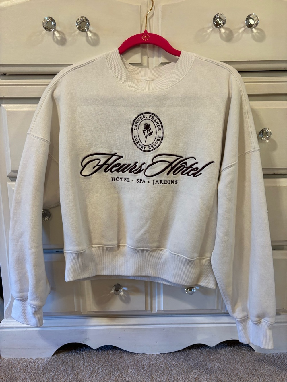 Abercrombie Embroidered Cream Sweatshirt - Women